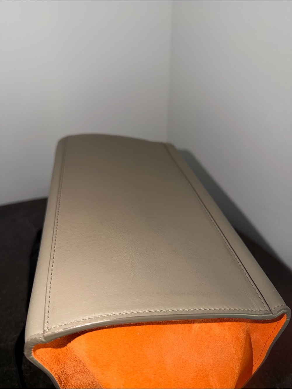 Celine Leather Top-Handle Trapeze Bag in Black, Taupe & Orange - Pre-Loved - Picture 12 of 13